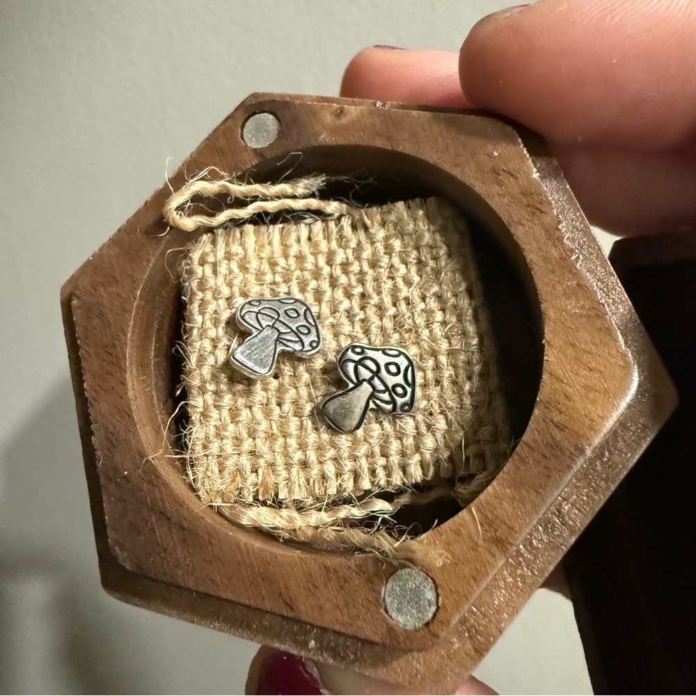 Sterling Silver 925 Mushroom Stud Earrings
